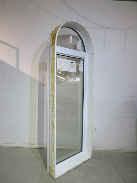 87" x 31.5" Vinyl Half Arched White Window