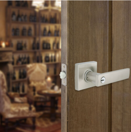 Westwood Satin Nickel Keyed Entry Door Lever with Square Rose