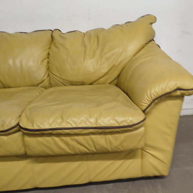 85"W Yellow 3-Seat Sofa