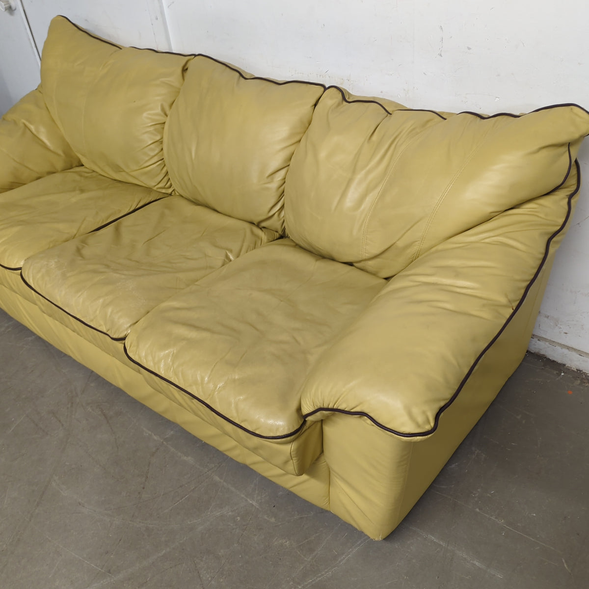 85"W Yellow 3-Seat Sofa