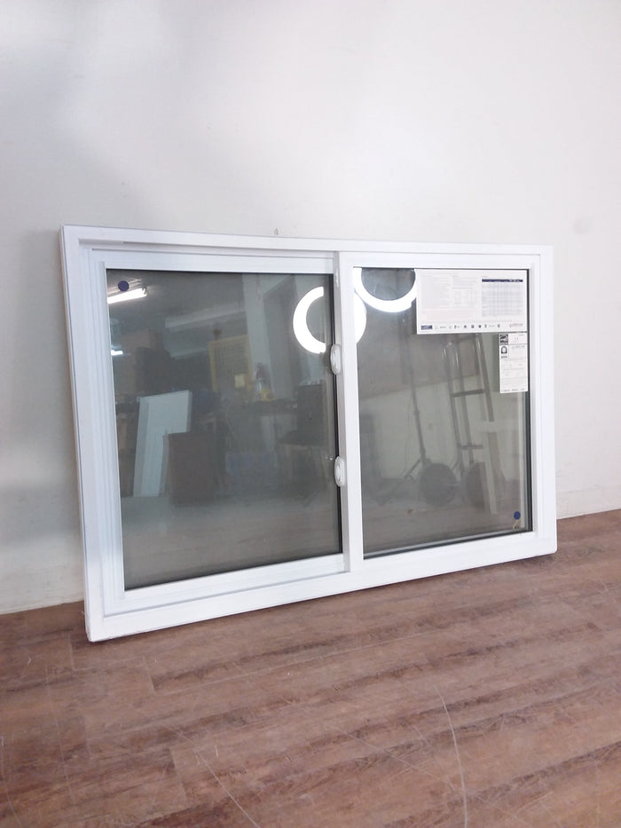 Yellow Framed Horizontal Sliding Window 54 in by 37 in