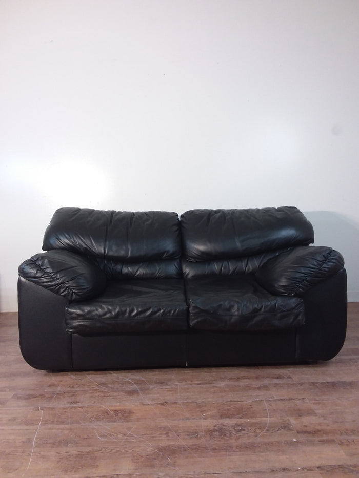 Black Leather Loveseat Sofa