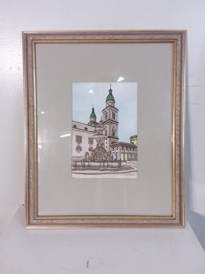 Old City Square Framed Painting