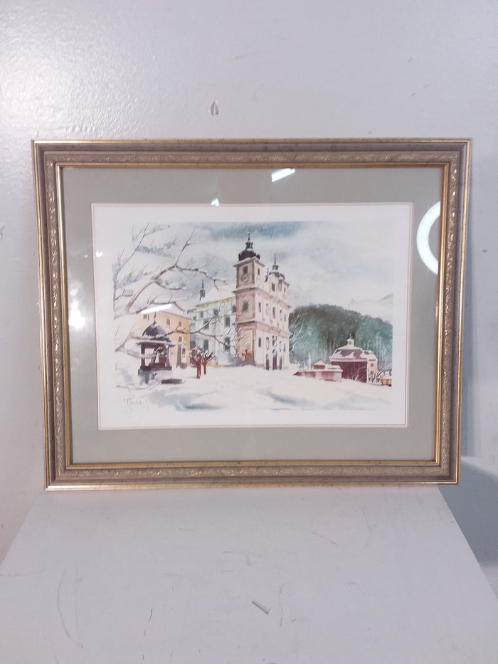 Snowbound Mansion Framed Print
