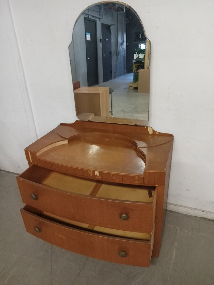 Antique 2 Drawer Dressing Table with Mirror