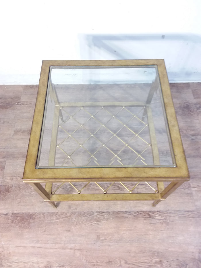 Glass Top Gold Side Table