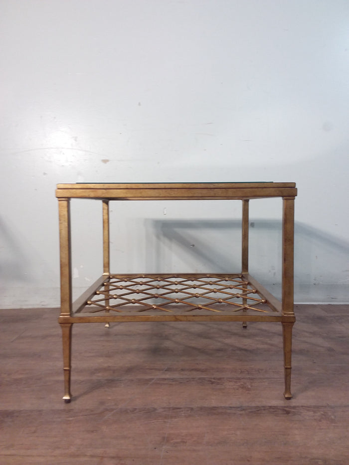 Glass Top Gold Side Table