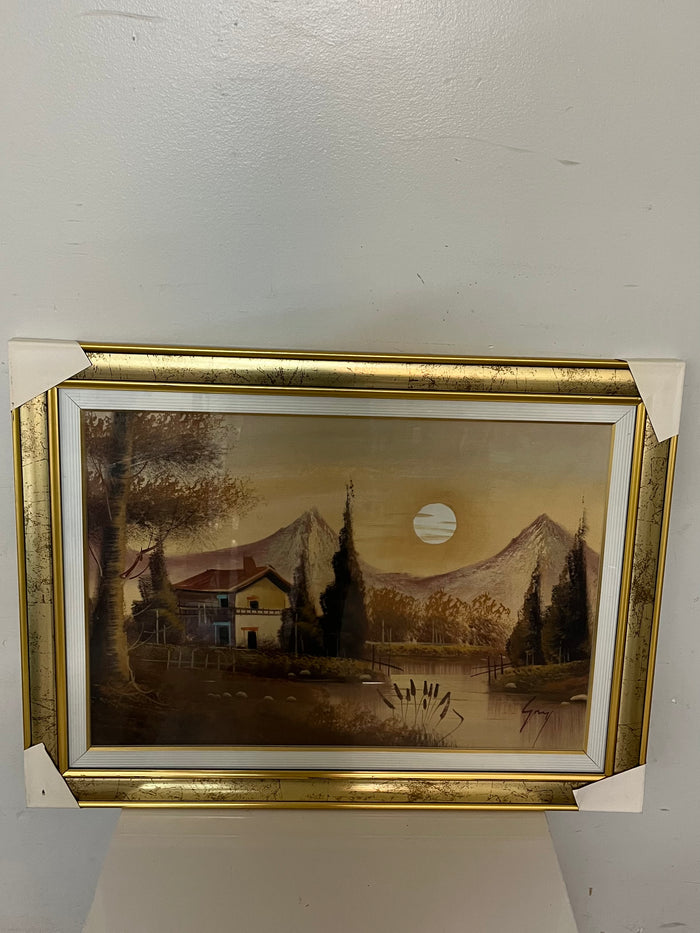 Mountain Sunset Framed Painting