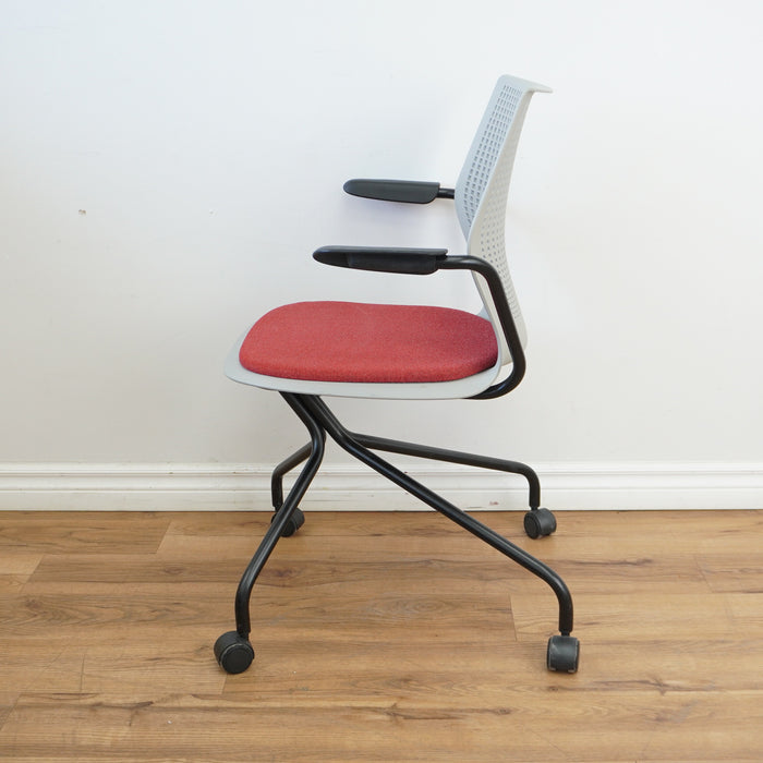 25-inch W MultiGeneration Plastic Desk Chair in Grey & Red