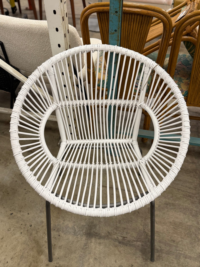 White Rattan-Styled Lounge Chair
