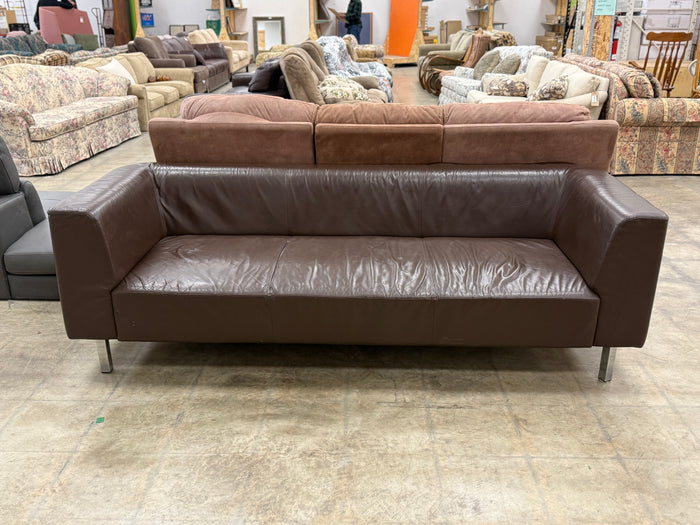 Chocolate Brown Leather 3-Seater Sofa