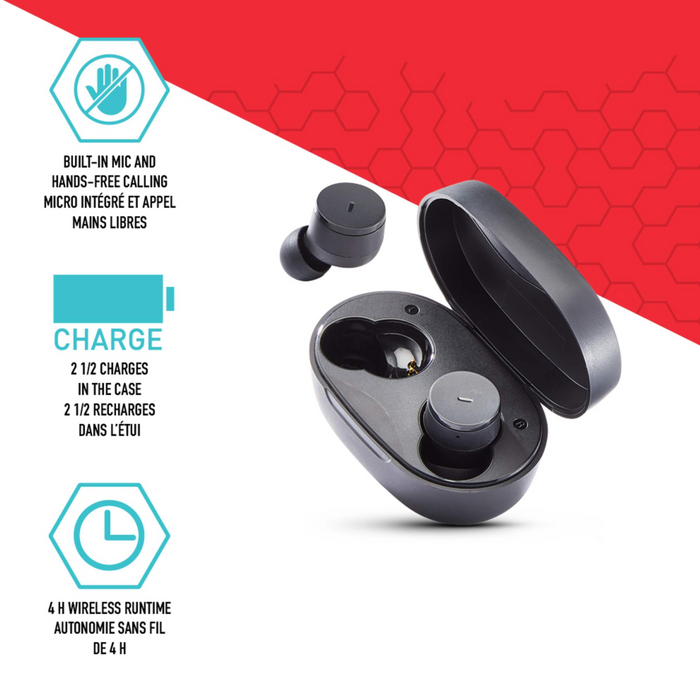 Bluehive BlueBuds True Wireless Earbuds, with Charging Case and Hands-Free Headset with Mic