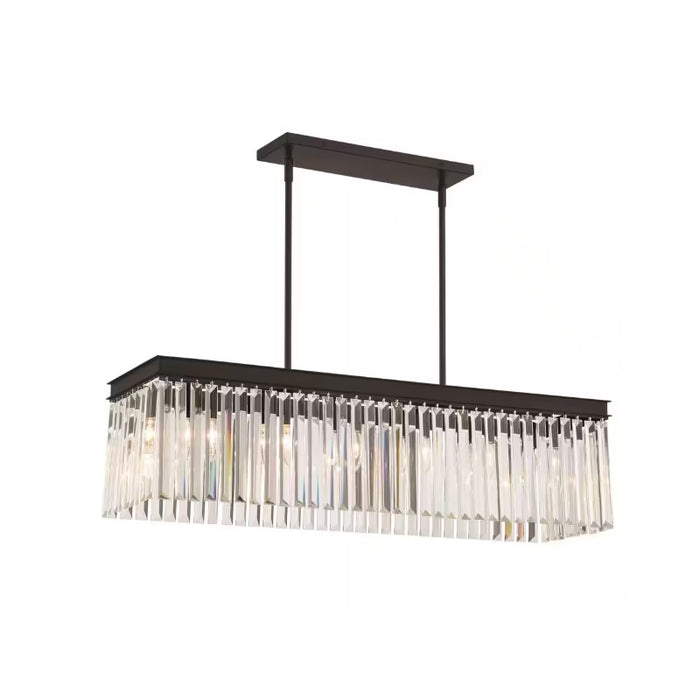 North Falls 6-Light Linear Island Pendant Light w/ Crystals in Black