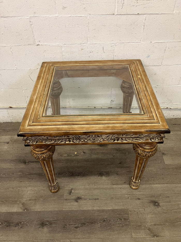 Accent Table with Glass Insert