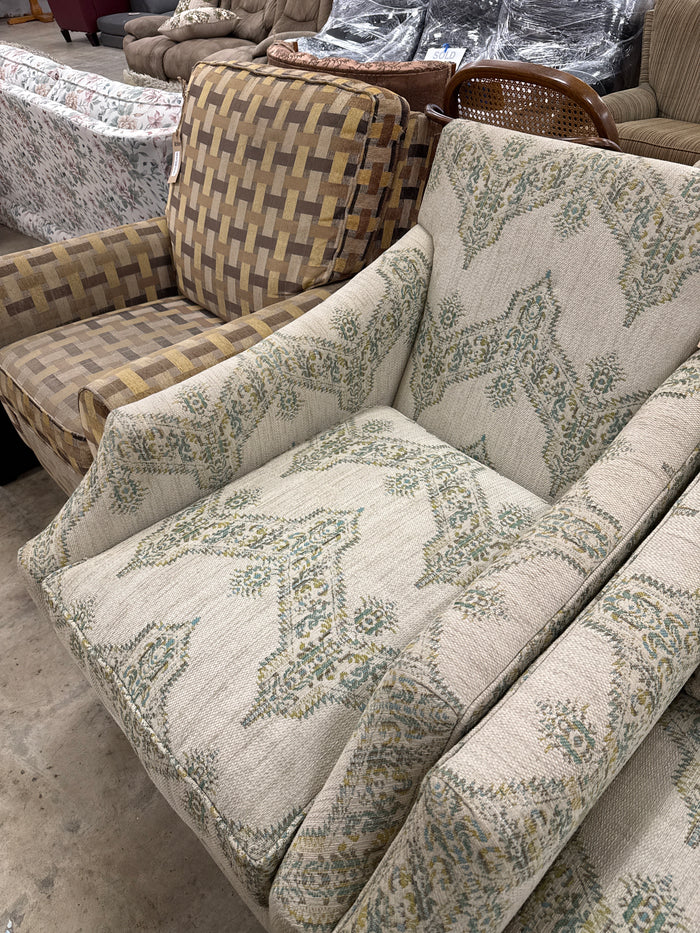 Teal and Light Green Paisley Styled Armchair