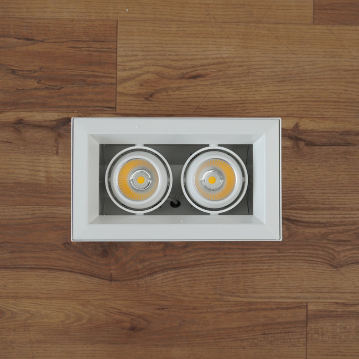 50W 2-Light Recessed Spot Light in White w/ Housing