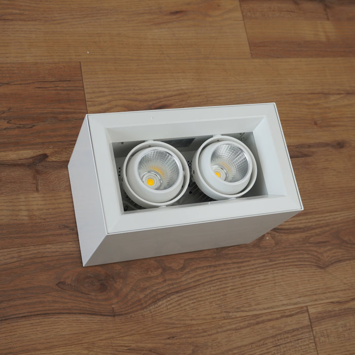50W 2-Light Recessed Spot Light in White w/ Housing