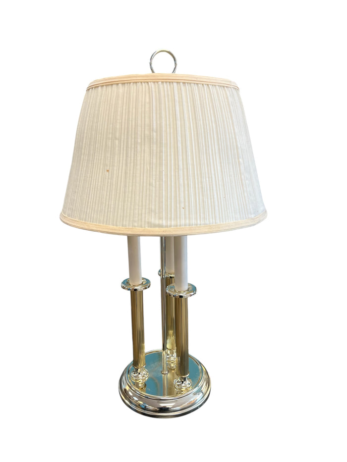 Traditional Pleated Lamp With Gold Base