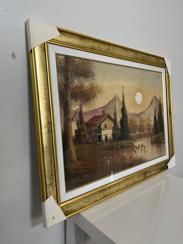 Mountain Sunset Framed Painting