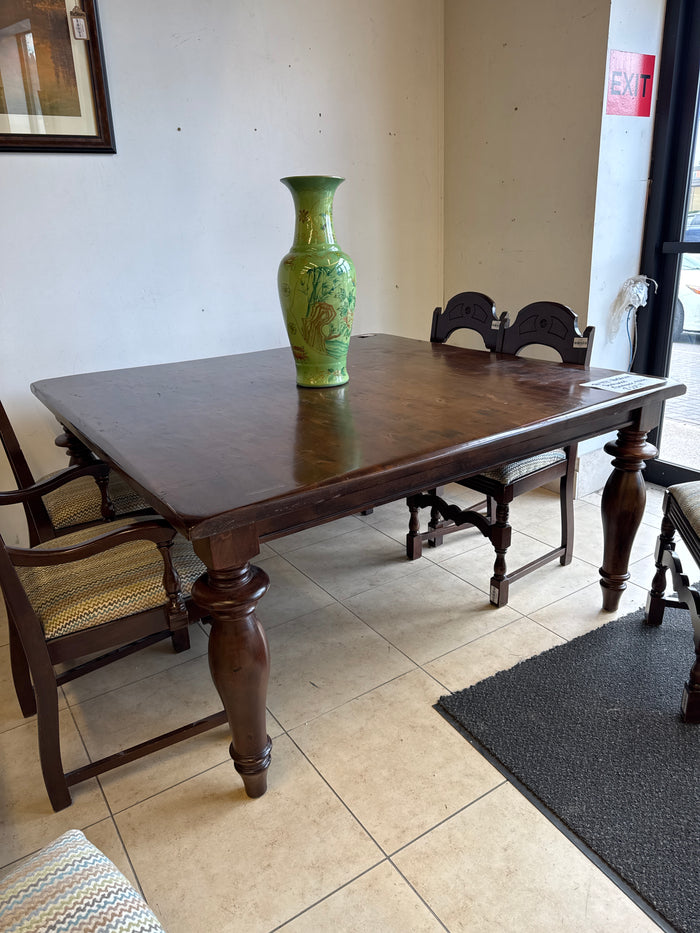 Dark Wood Farmhouse Dining Table
