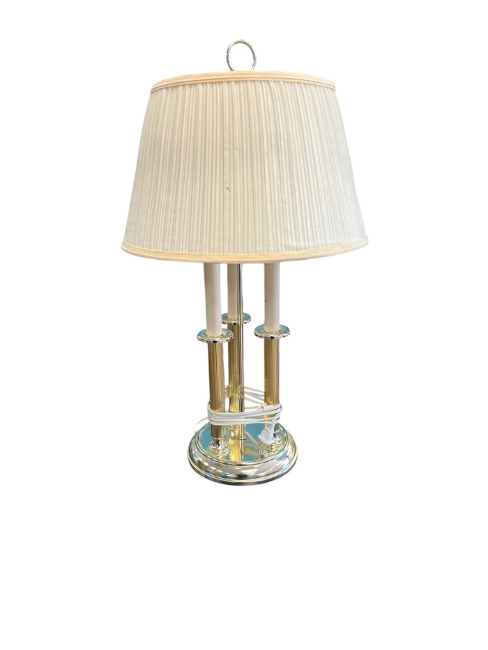 Traditional Pleated Lamp With Gold Base