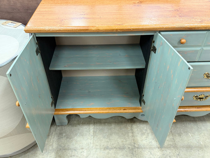 Vintage Light Green and Wood Dresser