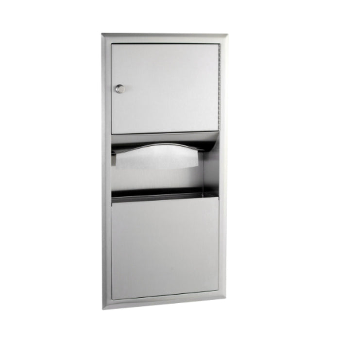 B-369 Recessed Paper Towel Dispenser & 2-Gal. Waste Receptacle in Satin