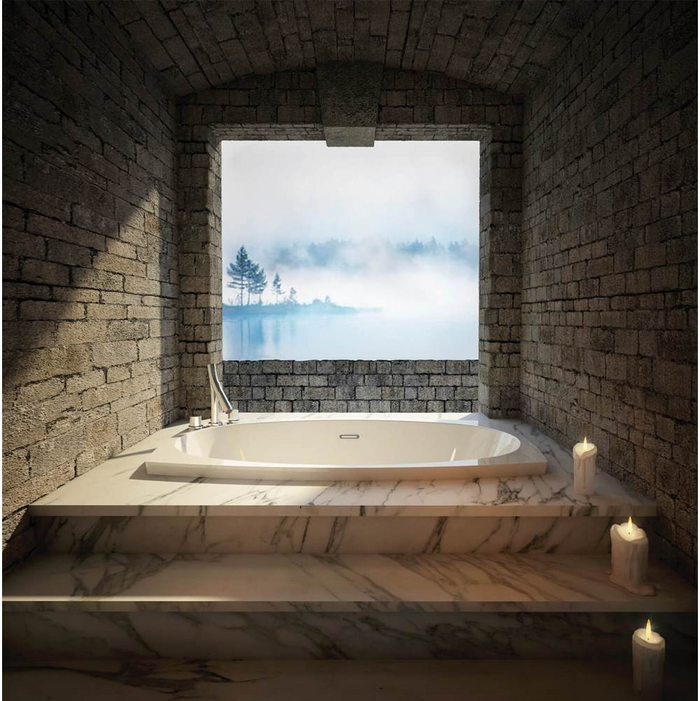 Esthesia 66x38-Inch Drop-In Soaking Bathtub in White, 2-Person, 59-Gal. Cap.