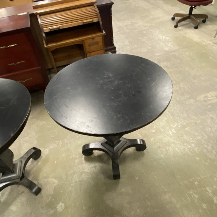 Black Fleur De Lis Round End/Side Table