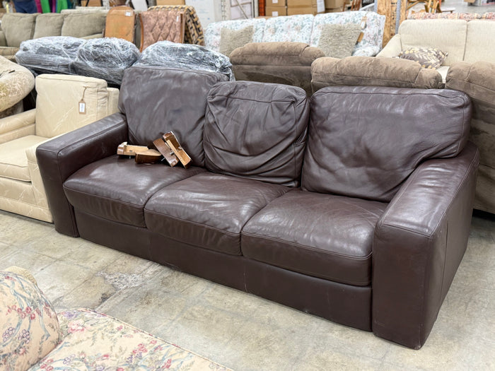Chocolate Brown Leather 3-Seater Sofa
