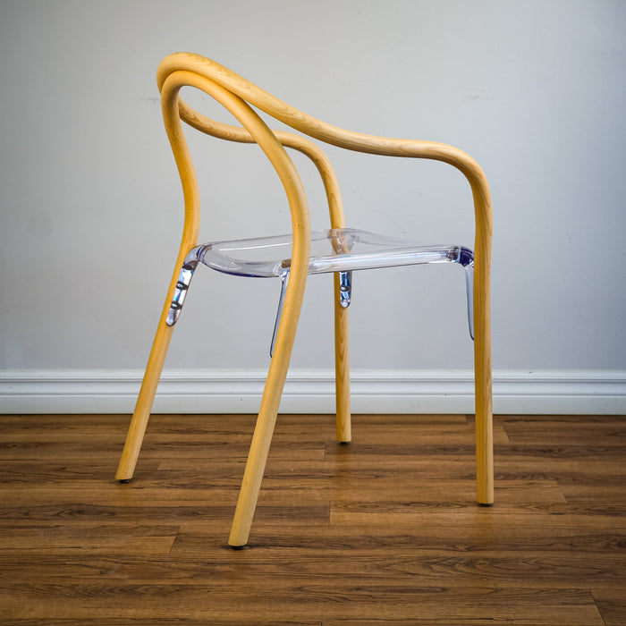 Soul Armchair in Transparent Seat, Wood Frame  18.25" Seat H