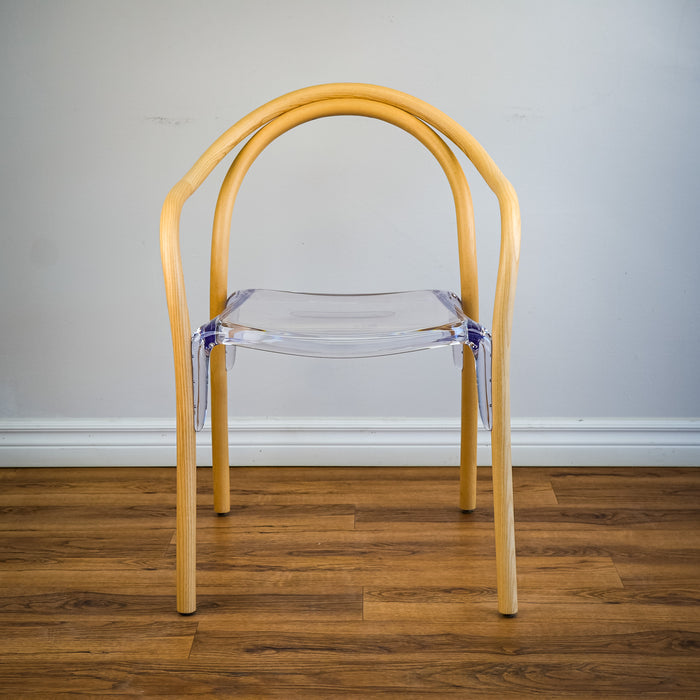 Soul Armchair in Transparent Seat, Wood Frame  18.25" Seat H