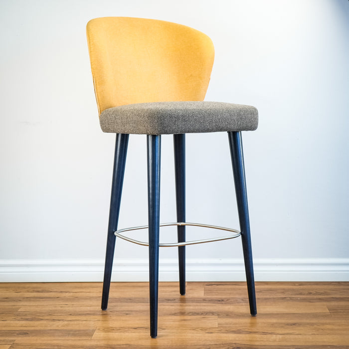 Bellevue Barstool in Brown/Grey Fabric 31" Seat H