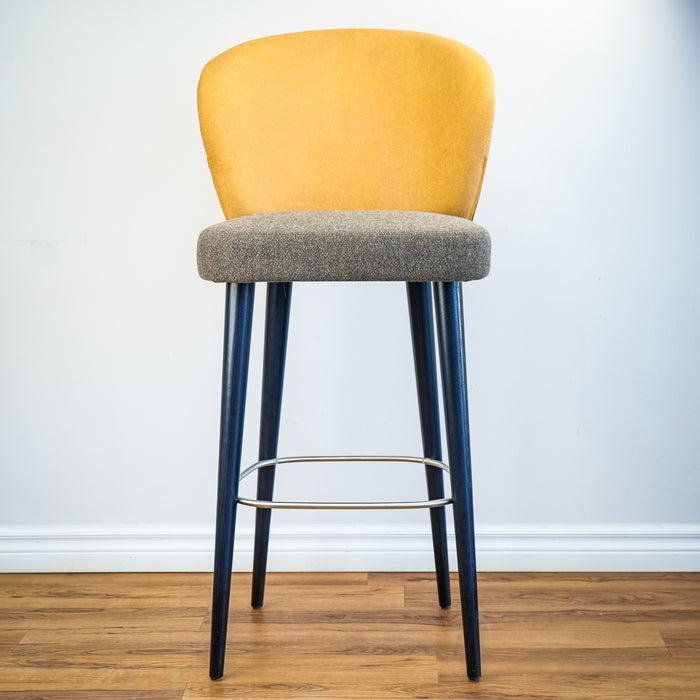 Bellevue Barstool in Brown/Grey Fabric 31" Seat H