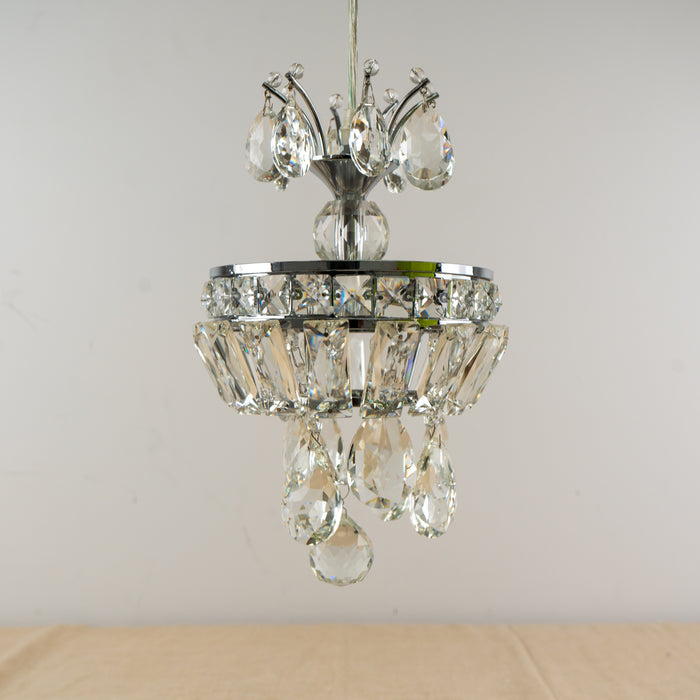 Crystal Lotus Flower Chandelier - 4.75" W x 34.25" H x 4.75" D