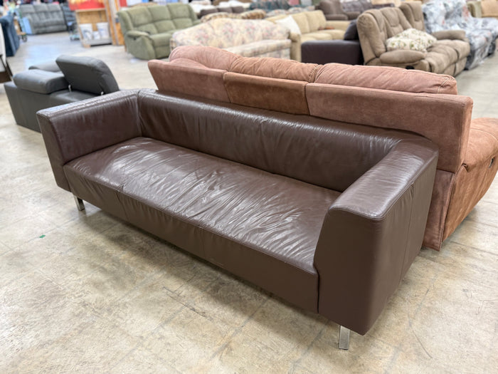Chocolate Brown Leather 3-Seater Sofa