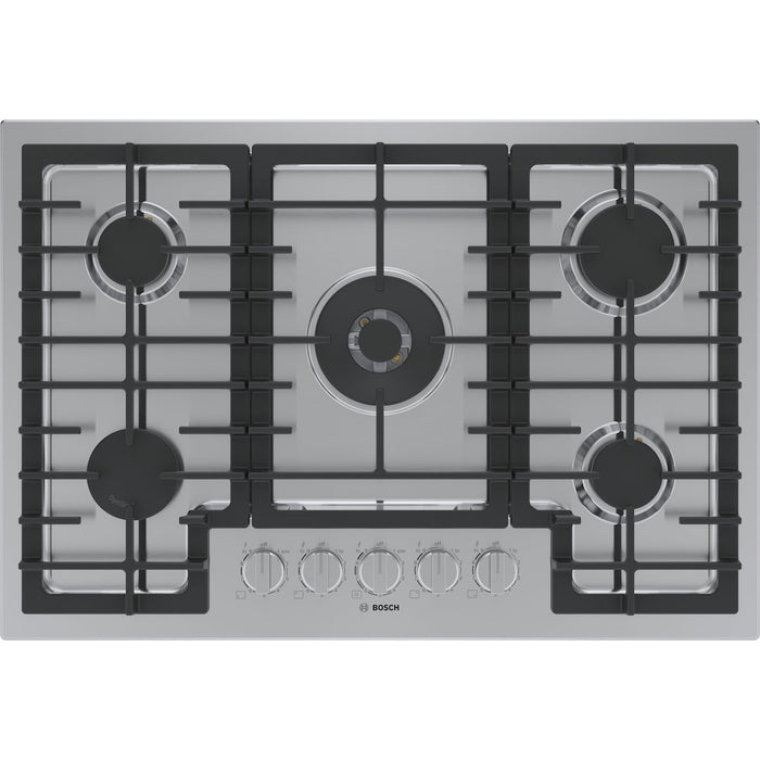 Bosch 800 Series 30-Inch Full Gas Stainless Steel Cooktop with 5 Burners