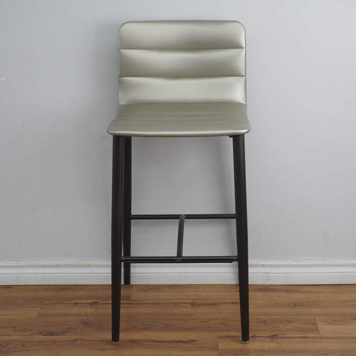 19-Inch W Silver Faux Leather Barstool with Metal Base