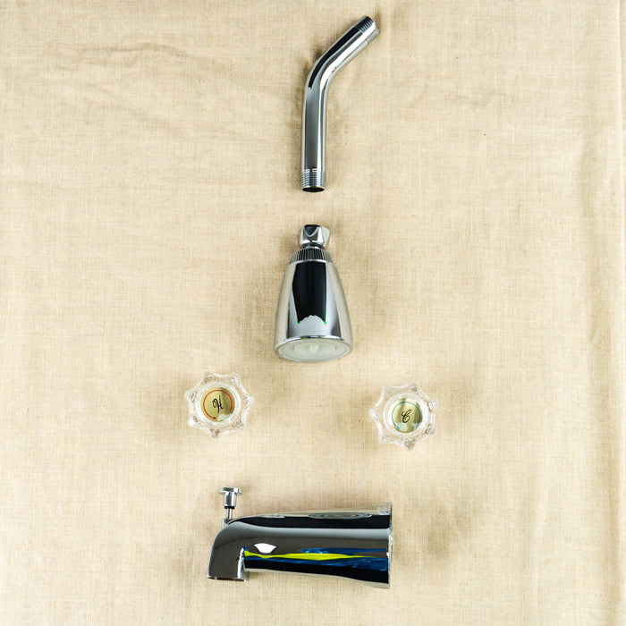 Shower Head w/Bath Faucet Two Handle - Chrome