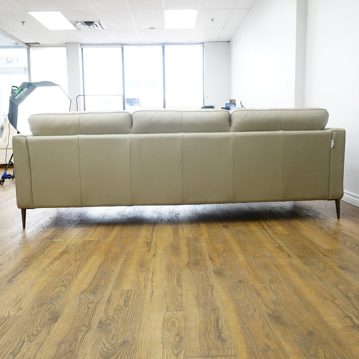 91×37×31–Inch 3-Seat Soft Grey Sofa – Italian Leather | Tapered Legs