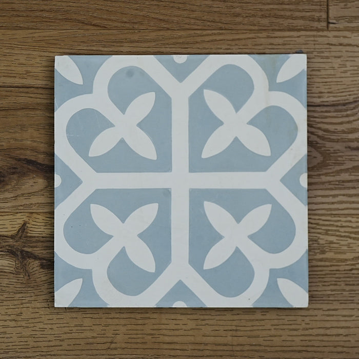 8x8-Inch Emma Cement Tile, Cool Floral Motif – 13 pcs box covers 5.78 sq ft