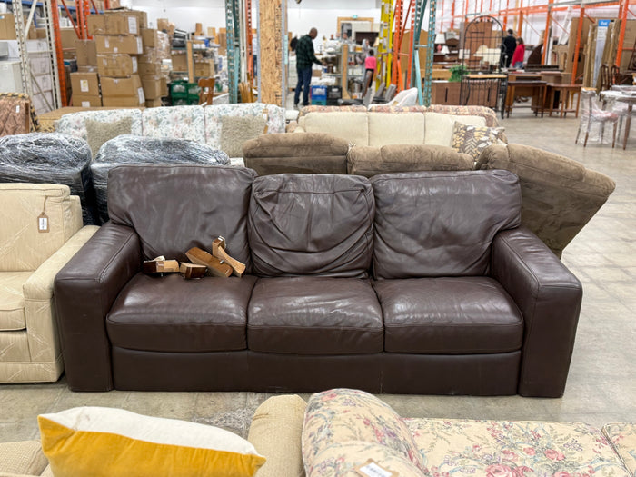 Chocolate Brown Leather 3-Seater Sofa
