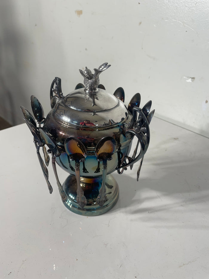 Silver Plated WM. A Rogers Bird Lid Bowl