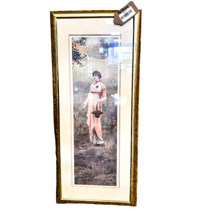 14x32-Inch Framed Pastoral Scene Artwork by Marcus Stone