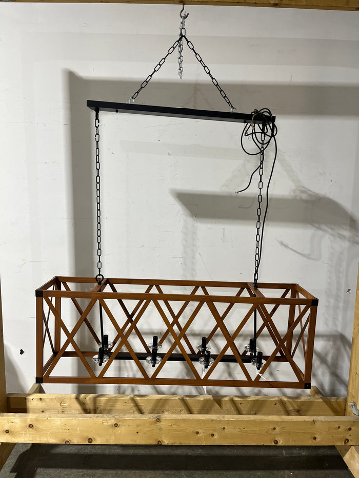 51"W 8-Light Metal Box Chandelier