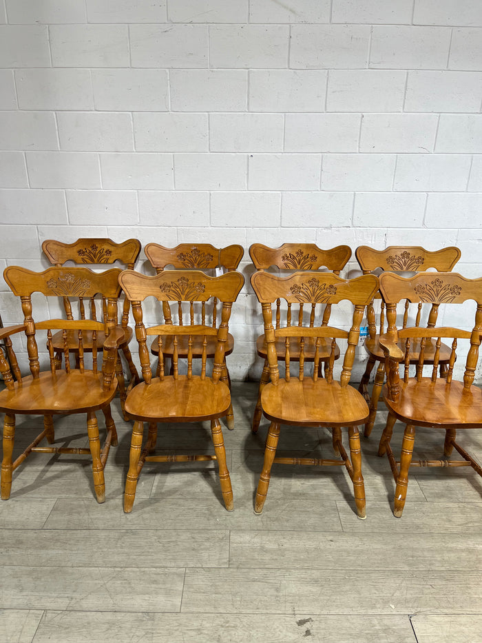 Set of 8 Wooden Dining Chairs