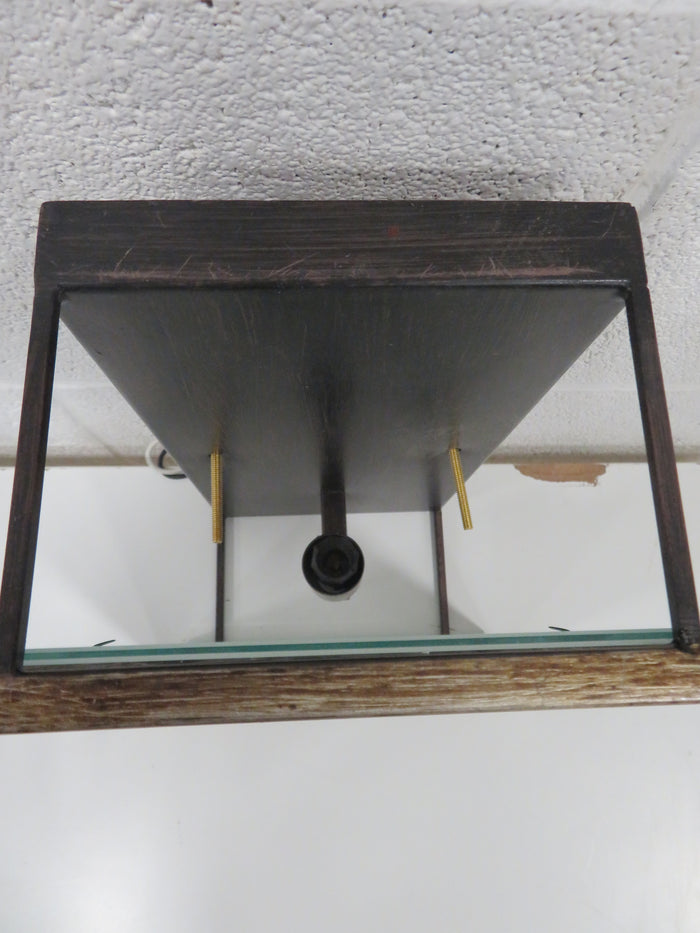 Single Light Faux Wood and Glass Wall Sconce