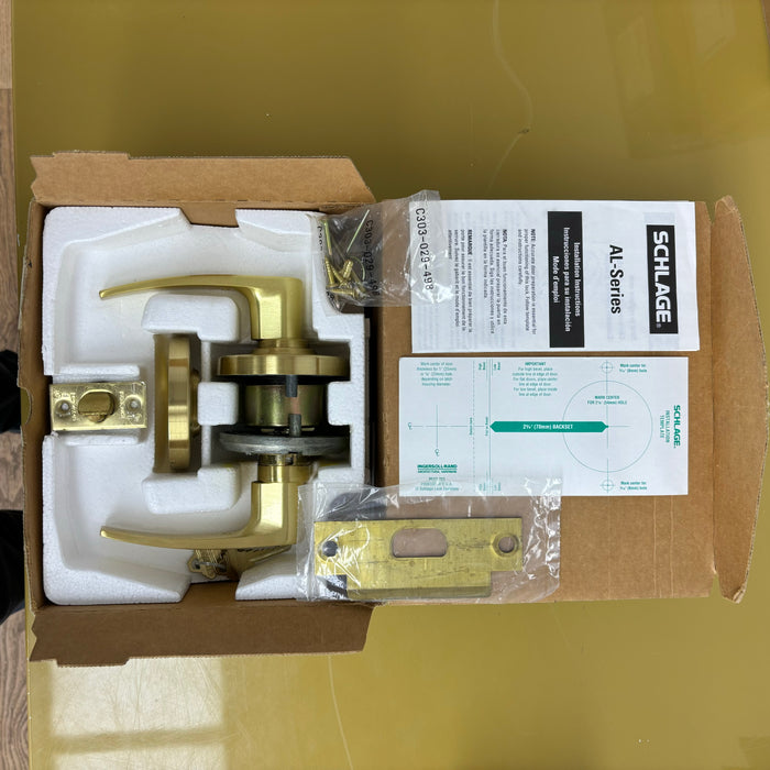 Schlage Lockset AL80PD-JUP-606 Storeroom Lever Lock Cylindrical in Brass