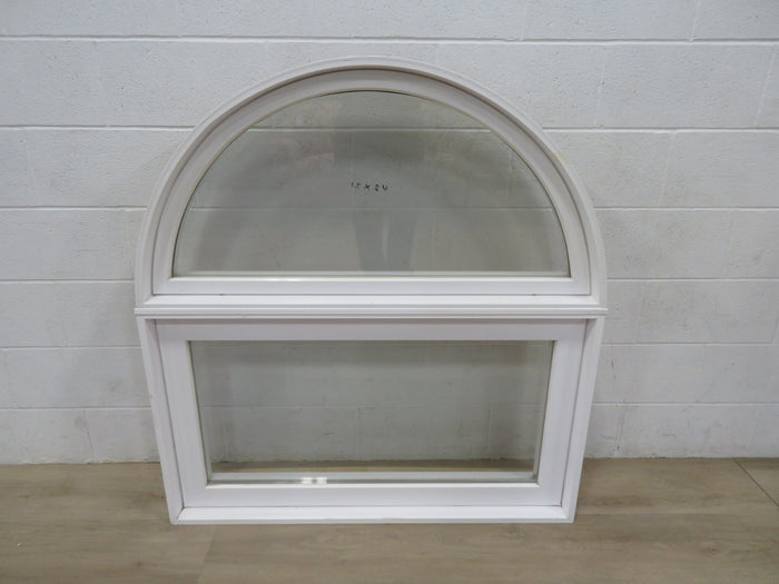 45"H x 42"W Fixed Wooden Frame Window with White Vinyl Exterior