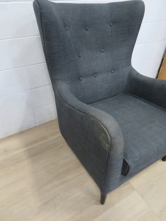 Gray Wing Back Chair